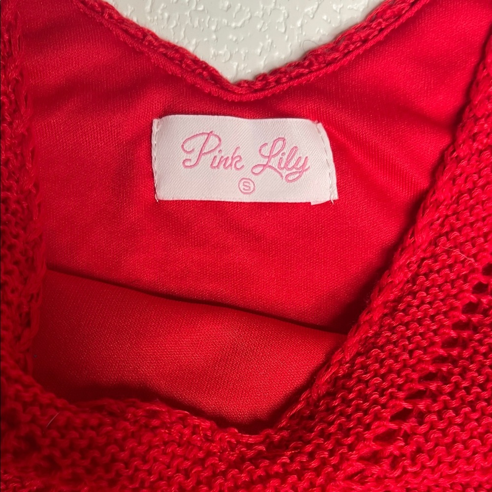 Pink Lily Women's Bright Red V-Neck Knit Sweater
